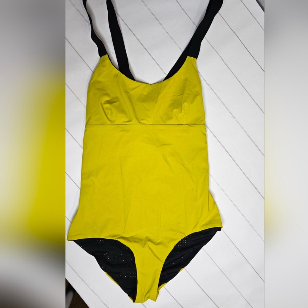 Ward Whillas Swim Black or Yellow/Green Reversible One-Piece Swimsuit, Small